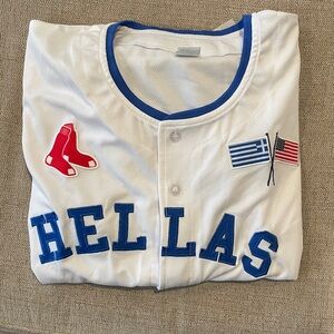 Greek White and Blue Baseball Jersey - Red Sox Greek Night